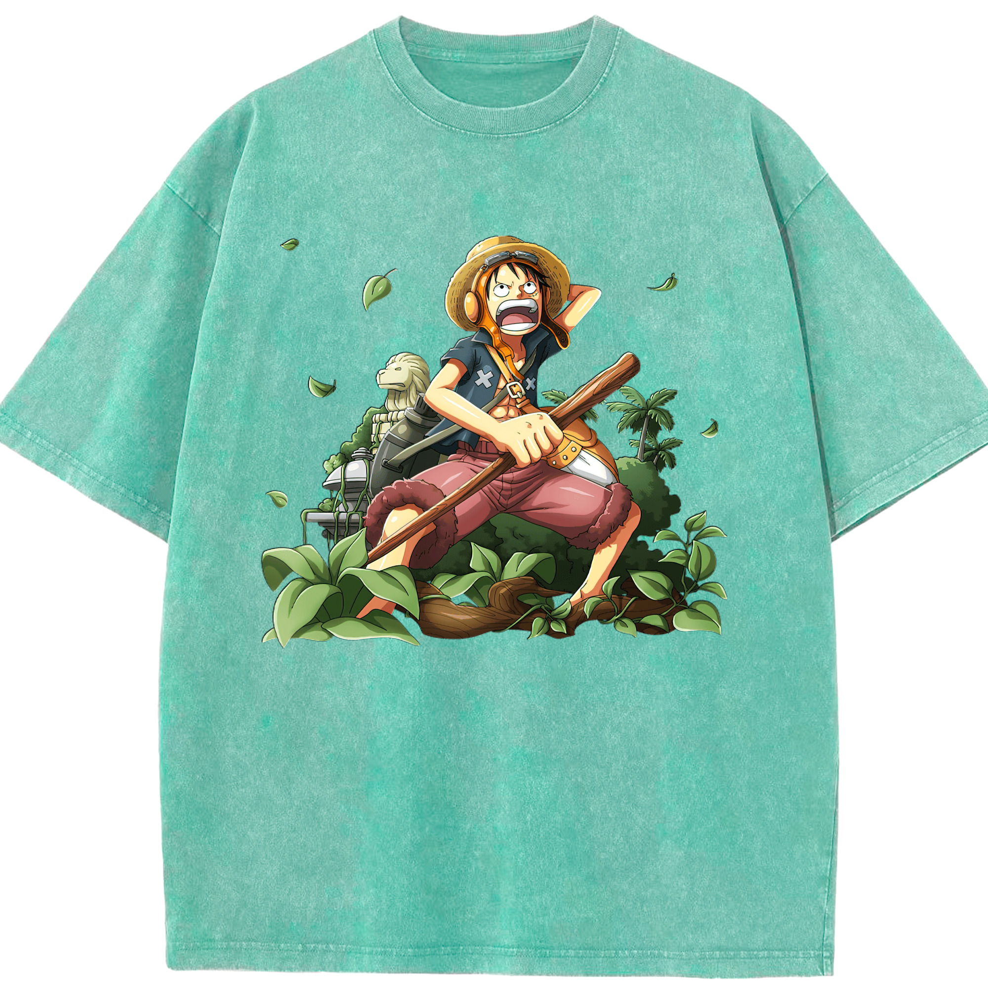 （画像用） ワンピース モンキー・D・ルフィ ONE PIECE Monkey D. Luffy 綿100% ヴィンテージ風 半袖Tシャツ（フロントプリント）